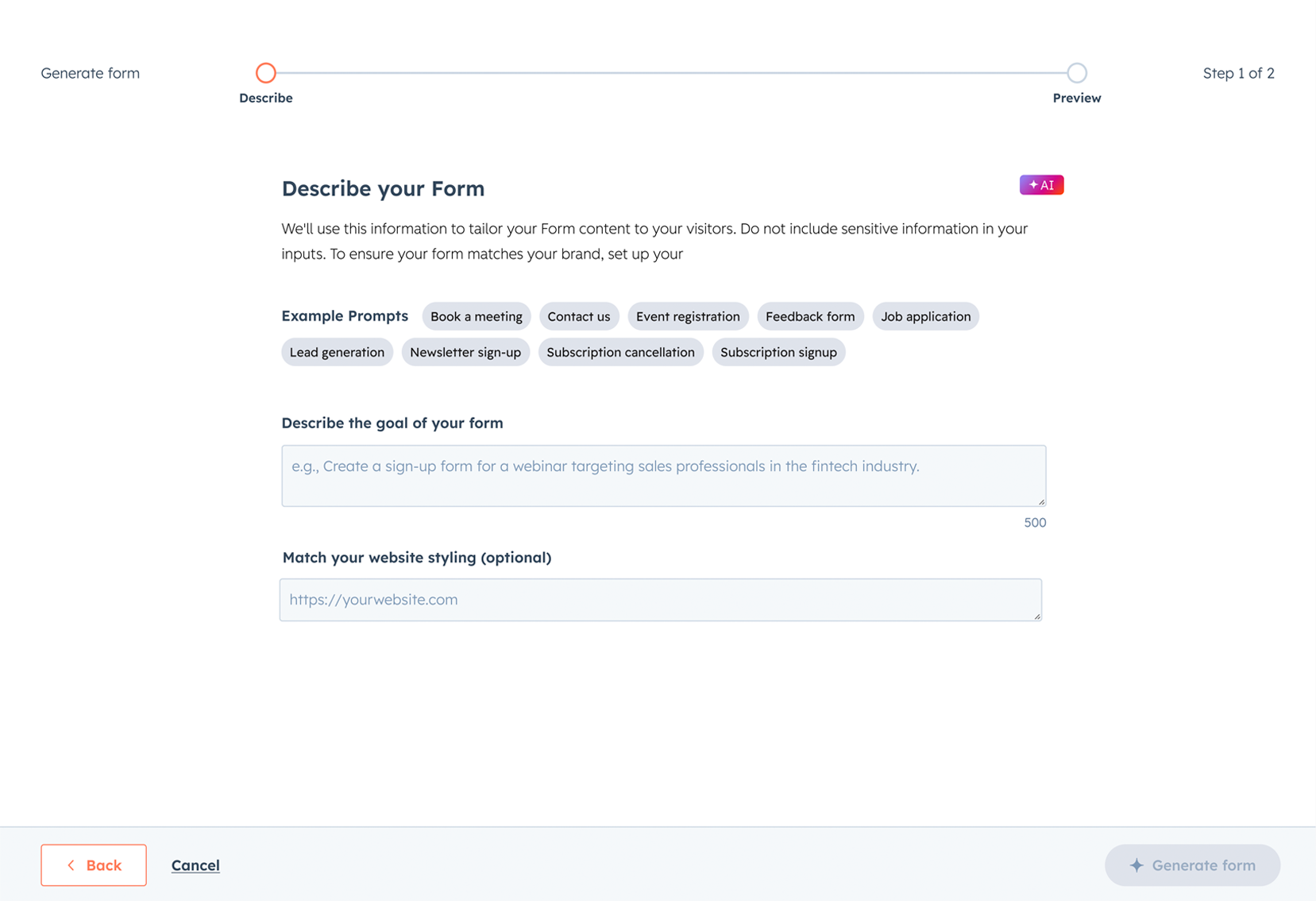 AI-powered form creation and migration