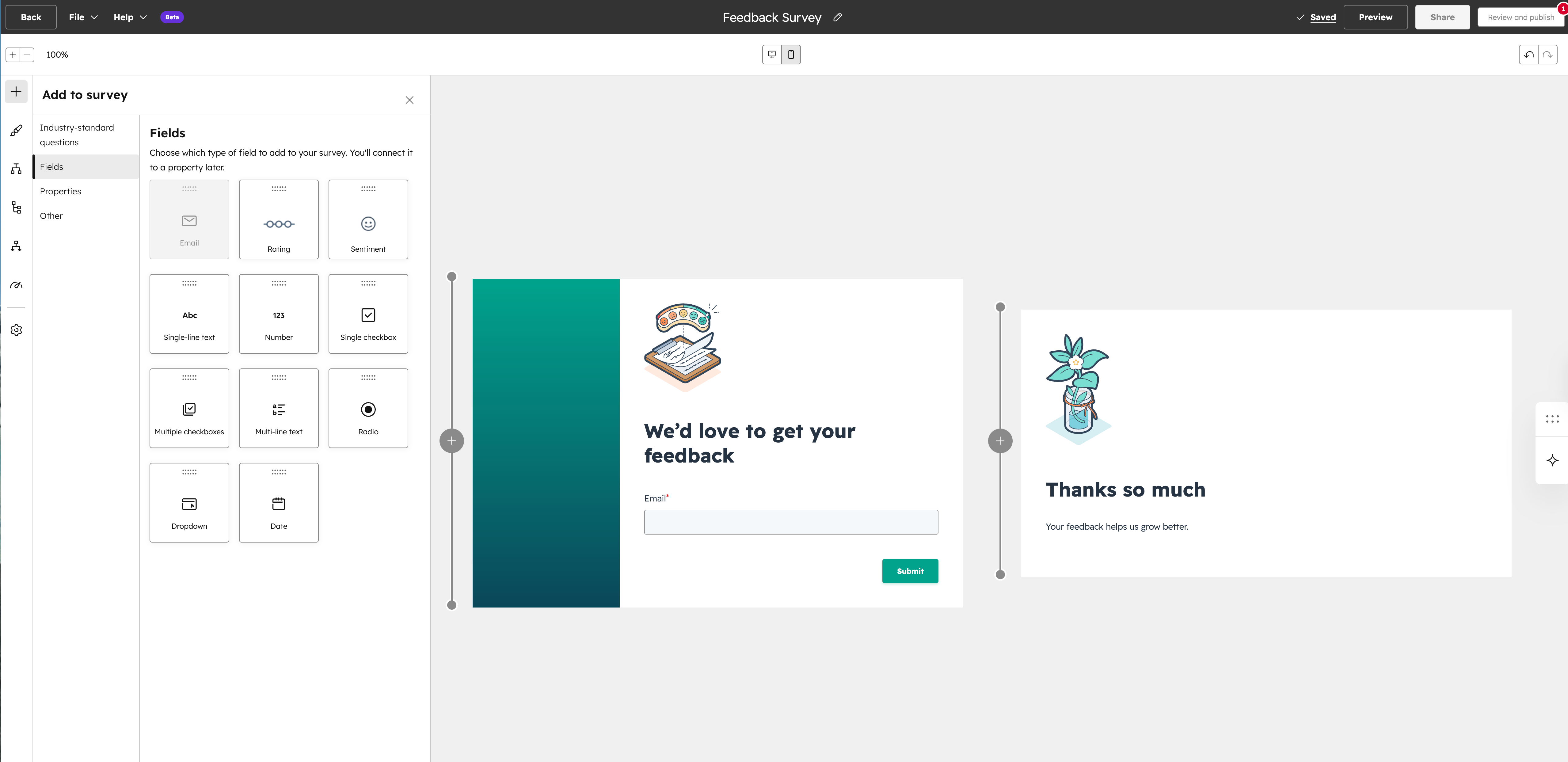 Feedback Surveys built on the same Editor 2.0 framework