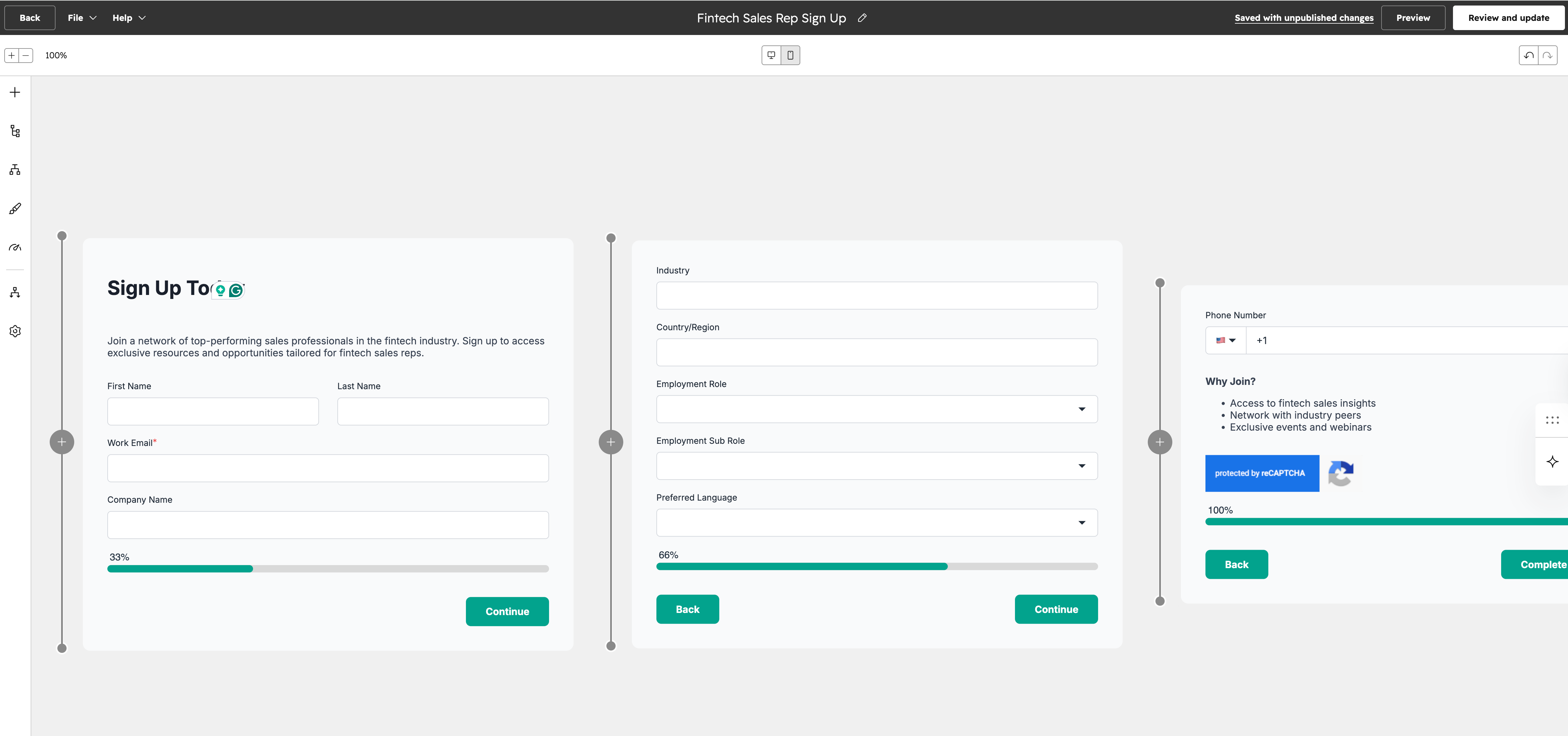 HubSpot Forms — the redesigned multi-step editing experience